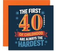 Carte d'anniversaire amusante 40 ans - 40 ans jeune et toujours pas grandi - Typographie audacieuse et ludique avec une touche coquine - Carré de 145 mm, enveloppe incluse