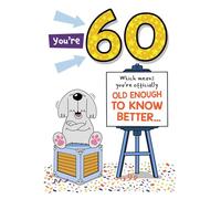 Carte d'anniversaire amusante 60 ans avec motif chien, thème « Old Enough to Know Better »