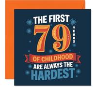 Carte d'anniversaire amusante 79 ans - Still Going Strong After 79 Years - Typographie audacieuse et ludique sur fond bleu foncé - Un clin d'œil effronté à la jeunesse tout au long de la vie - Carré