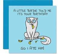 Carte d'anniversaire amusante - A Little Birdie Told Me It's Your Birthday So I Ate Him - Cartes d'anniversaire pour elle ou lui - 145 mm x 145 mm - Carte d'anniversaire pour femme et amie adulte