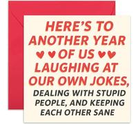 Carte d'anniversaire amusante - « Another Year of Laughing at Our Own Jokes » - Carte de Saint-Valentin - Cadeau humoristique - Intérieur vierge avec enveloppe