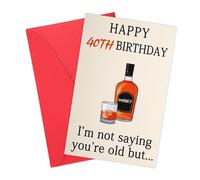 Carte d'Anniversaire Amusante avec du Whisky, Carte d'Anniversaire de 40 Ans Décorations d'Anniversaire Uniques avec du Whisky pour Hommes Femmes Carte d'Anniversaire Cadeau (40e Anniversaire)