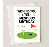 Carte d'anniversaire amusante de golf - « Wishing You a Tee-mendous Birthday! » - Jolie carte de vœux pour lui, elle ou papa, format A5, intérieur vierge, avec enveloppe - Idée cadeau de golf