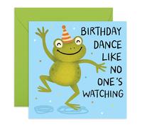 Carte d'anniversaire amusante grenouille - « Dance Like No One's Watching » - Jolie carte de vœux pour enfants, amis, amis, meilleures, fils, fille, collègue, lui, elle, tous âges - Livré avec des