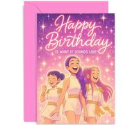 Carte d'anniversaire amusante K-pop pour elle, « Happy Birthday Is What It Sounds Like! », cadeau, design animé, pour filles et garçons, pour ami, nièce, fille, petite-fille, famille, intérieur vierge