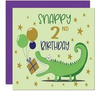 Carte d'anniversaire amusante pour 2 ans Motif crocodile Pour enfants de 2 ans