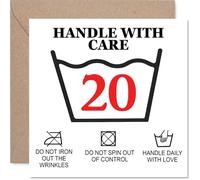 Carte d'anniversaire amusante pour 20e anniversaire - Not Your Average Milestone - Handle with Care 20 Design with Laugh-out-loud Mock Warnings - Carré de 145 mm, enveloppe incluse