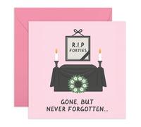 Carte d'anniversaire amusante pour 50 ans - RIP Forties Gone But Never Forgotten - Salutations pour lui, elle, collègues, tante, oncle, frère, sœur, amis, épouse, mari, meilleure amie - Célébration de