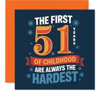 Carte d'anniversaire amusante pour 51e anniversaire - Still Not Quite Grown Up - Typographie bleue et orange avec humour ludique pour 51e anniversaire - Carré de 145 mm, enveloppe incluse