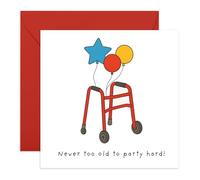 Carte d'anniversaire amusante pour adultes - Jamais trop vieux pour faire la fête - Ballons amusants pour amis, famille, oncle, tante, meilleure amie, frère, sœur, collègue, voisin, maman, papa