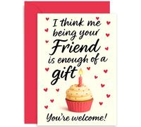 Carte d'anniversaire amusante pour ami, message « Enough of a Gift », graphique fantaisiste de cupcakes, cadeau, pour ami, collègue, famille, intérieur vierge avec enveloppe