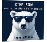 Carte d'anniversaire amusante pour beau-fils « Another Year Older and Still Effortless Cool » Carte d'anniversaire amusante de la part de beau-père pour belle-mère