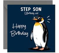 Carte d'anniversaire amusante pour beau-fils, pingouin cool sans effort, carte d'anniversaire hilarante de la part de beau-père pour belle-mère