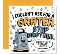 Carte d'anniversaire amusante pour beau-frère - A Little Bit Cheesy, a Whole Lot of Râpe - Jeu de mots de cuisine ludique avec personnage de râpe souriant - Carré de 145 mm, enveloppe incluse