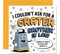 Carte d'anniversaire amusante pour beau-frère - A Little Bit Cheesy, but You're Simply Rater - Joli dessin animé râpe avec jeu de mots ludique - Carré de 145 mm, enveloppe incluse