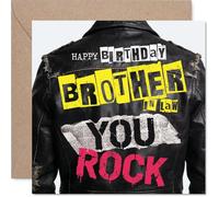 Carte d'anniversaire amusante pour beau-frère - Rock on Vibes - Style graffiti audacieux avec message vibrant « You Rock » - Carré de 145 mm, enveloppe incluse