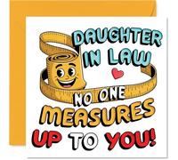 Carte d'anniversaire amusante pour belle-fille - No One Measures Up to You - Mètre ruban ludique et visage souriant - Carré de 145 mm, enveloppe incluse
