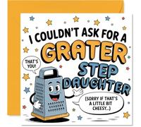 Carte d'anniversaire amusante pour belle-fille - Utterly Grate Pun - Râpe souriante avec jeu de mots au fromage - Carré de 145 mm, enveloppe incluse