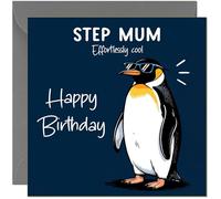 Carte d'anniversaire amusante pour belle-mère, pingouin cool sans effort, carte de vœux d'anniversaire hilarante de la part d'un beau-fils, belle-fille, cadeau pour elle