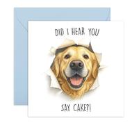 Carte d'anniversaire amusante pour chien - Labrador « Did I Hear You Say Cake ? » - Carte d'animal mignonne pour lui, elle, ami, voisin, collègue, amateurs de gâteaux - Livré avec des autocollants