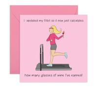 Carte d'anniversaire amusante pour femme - « Fitbit To Calculate Wine » - Carte hilarante pour amis, maman, sœur, épouse, petite amie, tante, fiancée, femme, fille, elle - Moulin à fil et vin - Livré