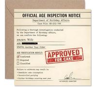 Carte d'anniversaire amusante pour femme - Licence officielle de célébration approuvée - Design ludique de vérification de l'âge avec « Approuvé pour gâteau » - Carré de 145 mm, enveloppe incluse