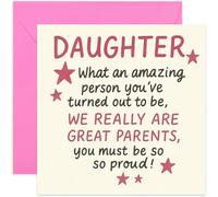 Carte d'anniversaire amusante pour fille de la part des parents, You Must Be So Proud Joke - Carrée, intérieur vierge avec enveloppe de qualité supérieure