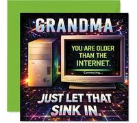 Carte d'anniversaire amusante pour grand-mère - Let's Face It - Nostalgie informatique rétro avec punchline « older than the Internet » - Carré de 145 mm, enveloppe incluse