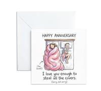 Carte d'anniversaire amusante pour mari, épouse ou parents - Motif housse de couette « Voler des couvertures » Carte de vœux d'anniversaire pour lui, elle et couples. Cadeau fantaisie, 13 x 13 cm