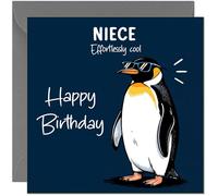 Carte d'anniversaire amusante pour nièce, pingouin cool et sans effort, carte de vœux d'anniversaire hilarante de la part de l'oncle et de la tante