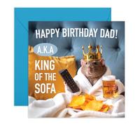 Carte d'anniversaire amusante pour papa - Le roi du canapé - Carte d'anniversaire hilarante pour lui, mari, père, papa, papa, pop - Rat avec bière, collations et télécommande - Blagues coquines pour