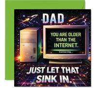 Carte d'anniversaire amusante pour papa - Let Dad Know He Predates the Digital Age - Thème informatique rétro avec une blague sur Internet coquine - Carré de 145 mm, enveloppe incluse