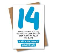 Carte d'anniversaire amusante pour petit-fils - Thank You for Looking Up from Your Phone - Carte d'anniversaire sarcastique pour quatorzième anniversaire