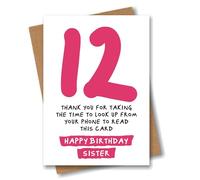 Carte d'anniversaire amusante pour sœur - Thank You for Looking Up from Your Phone - Carte d'anniversaire sarcastique pour douzième anniversaire