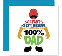 Carte d'anniversaire amusante - Stats ludiques pour un bon rire - Motif multicolore audacieux avec pourcentages coquins, fête des pères - Carré de 145 mm, enveloppe incluse
