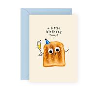 Carte d'anniversaire amusante - "Un petit toast d'anniversaire" - Jolie carte d'anniversaire avec jeu de mots pour lui, elle, les amis ou la famille - Livrée avec des autocollants amusants