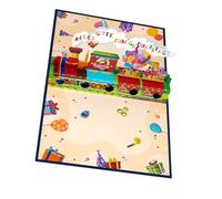 Carte d'anniversaire artistique en forme de train en papier robuste pour espèces ou chèques-cadeaux