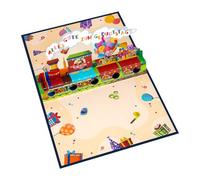 Carte d'anniversaire artistique en forme de train en papier robuste pour espèces ou chèques-cadeaux pour tous les âges