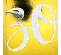 Carte d'anniversaire avec chiffre 30 et félicitations Blingbling 30 + ruban avec pompon 15 x 15 cm