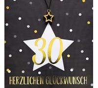Carte d'anniversaire avec chiffre 30 et félicitations Blingbling Grande étoile 15 x 15 cm