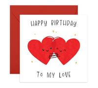 Carte d'anniversaire avec inscription en anglais « To My Love » - Motif cœurs romantiques - Message sincère - Livré avec autocollants