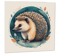 Carte d'anniversaire avec motif hérisson 145 x 145 mm