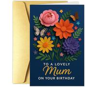Carte d'anniversaire avec motif papillon floral pour maman | Joli motif floral | Intérieur vierge pour message personnel 18 x 12 cm avec enveloppe de qualité supérieure (maman)