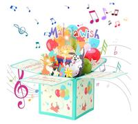 Carte d'anniversaire avec musique et lumière - Carte d'anniversaire pop-up 3D - Bougie lumineuse - Cadeau d'anniversaire pour fille, petite amie, homme, femme