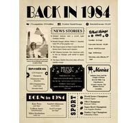 Carte d'anniversaire « Back in 1984 » - Cadeau de 40e anniversaire pour homme ou femme - Décoration de 40e anniversaire pour elle ou lui - Centre de table pour fête d'anniversaire de 39 ans [affiche