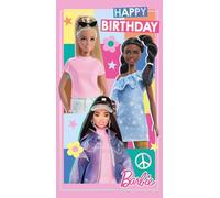 Carte d'anniversaire Barbie, rose, design sous licence officielle avec autocollants