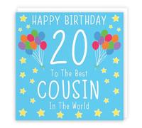 Carte d'anniversaire bleue pour 20e anniversaire d'un homme - Happy Birthday - 20 - To The Best Cousin in in The World - Collection emblématique