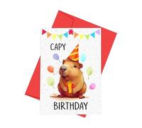 Carte d'anniversaire Capybara, papier 4,92 x 6,93 pouces | Carte de anniversaire avec un design mignon Capy, célébrez les anniversaires, la fête des mères, les soins d'anniversaire mignons Capy