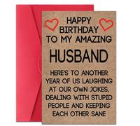 Carte d'anniversaire, carte d'anniversaire pour mari de la part de sa femme - Joyeux anniversaire à mon incroyable mari, intérieur vierge, cadeau amusant de fête des pères avec enveloppe pour homme et