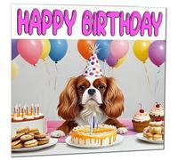 Carte d'anniversaire Cavalier King Charles Spaniel - Carte d'anniversaire amusante chien 145 x 145 mm